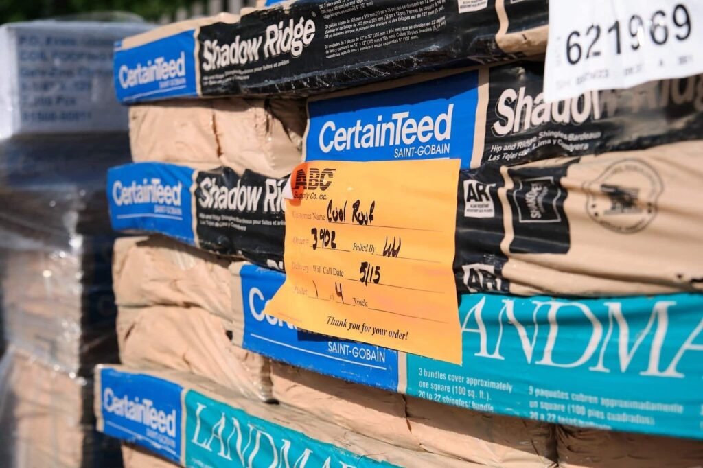 CertainTeed Shadow Ridge shingles and roofing materials, UL certification, Cool Roofs installation.