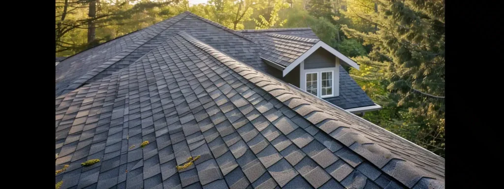 Dark gray shingle roof with dormer window, illustrating roof repair and ventilation solutions.
