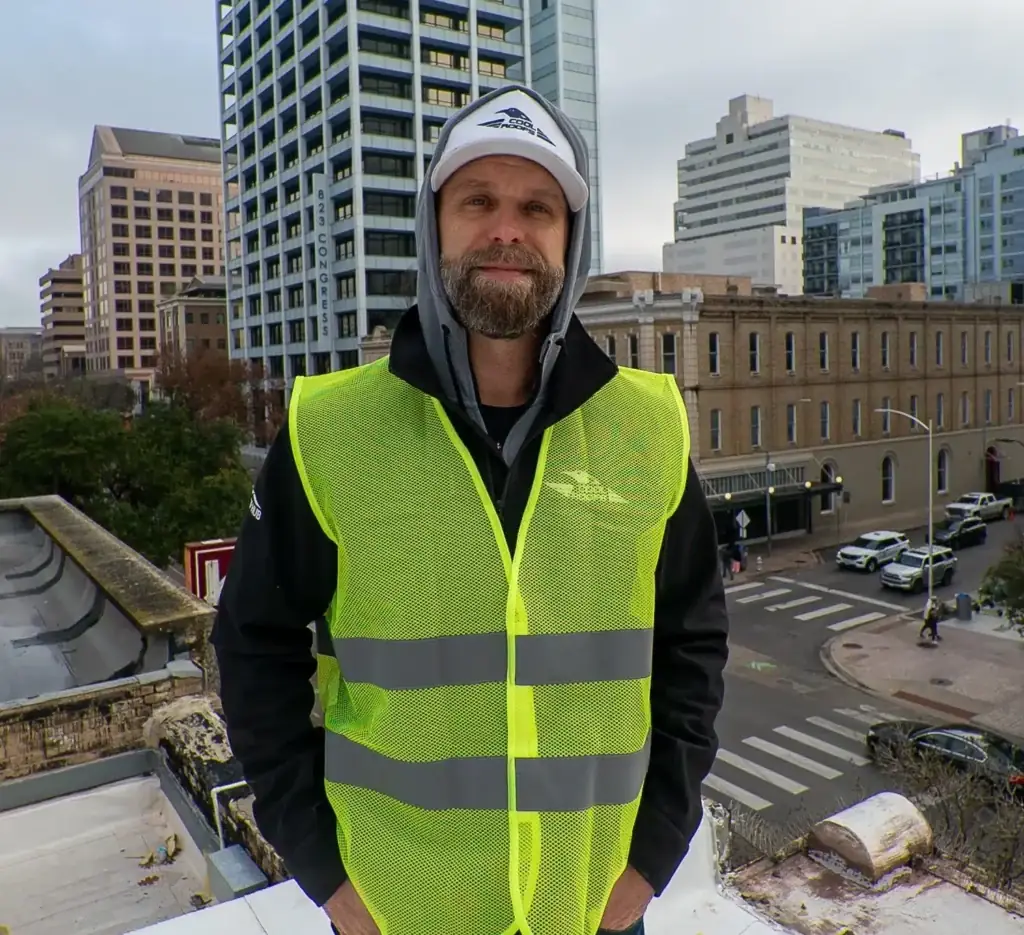 Cool Roofs construction professional on commercial roofing project in Austin, Texas