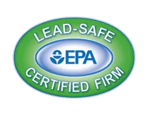 Lead-Safe Certified Firm logo with EPA certification for roofing services.