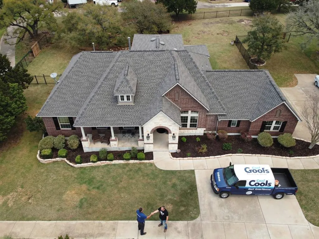 Residential roof inspection and repair in Texas, Cool Roofs truck and inspector on site.